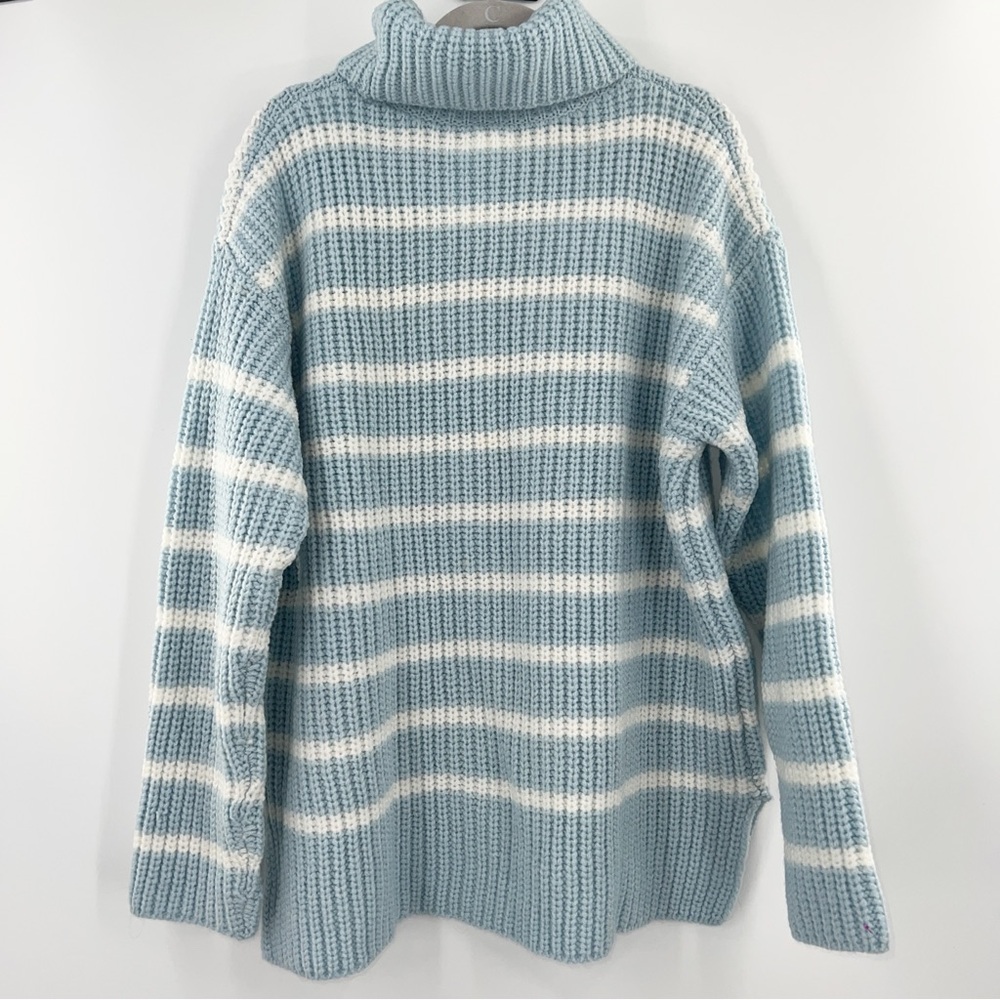 Caslon NWT Stripe Cozy Turtleneck Sweater in Blue and Ivory size XL - Picture 6 of 9